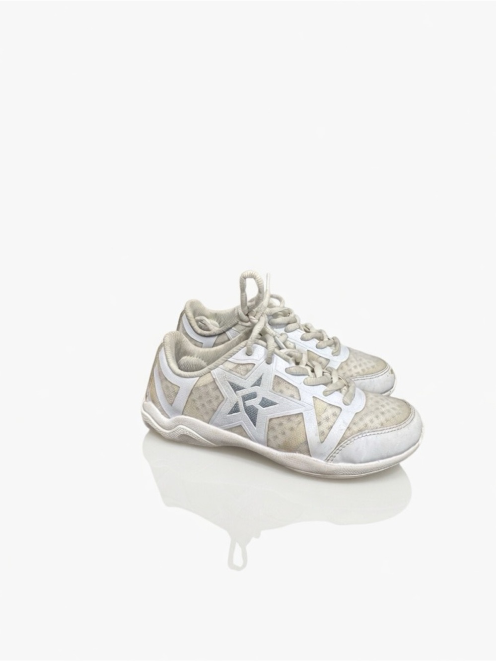 Kids White and Cream Lace-Up Athletic Sneakers